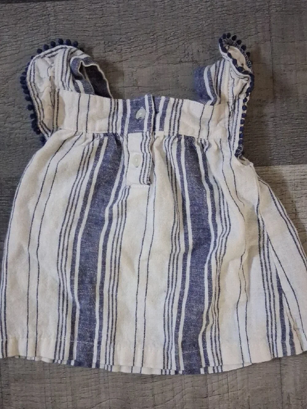 Carter's Navy and White Striped Ruffle Tank